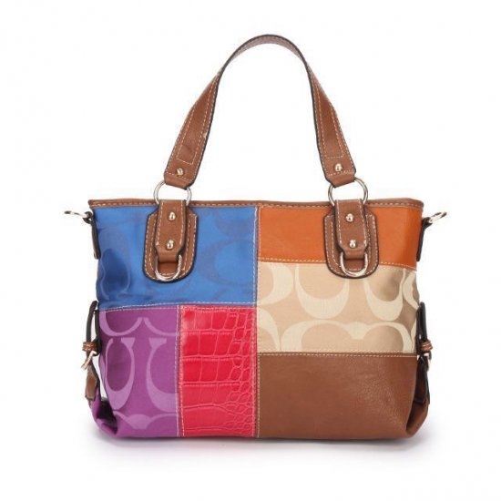 Coach Holiday Matching Stud Medium Brown Multi Totes EBR